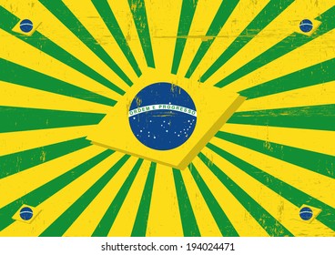 Brazil sunbeams horizontal background. A vintage brazilian poster with sunbeams for you