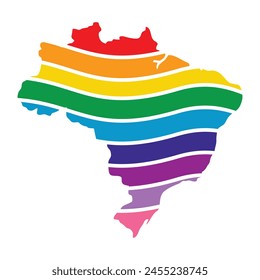 brasil swoosh silueta arco iris mapa