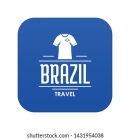 Brazil team icon blue vector isolated on white background