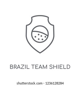 Brazil team shield symbol linear icon. Modern outline Brazil team shield symbol logo concept on white background from Culture collection. Suitable for use on web apps, mobile apps and print media.