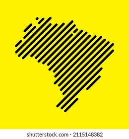 Brazil Tech Digital Logo Vector Icon. Brazil Map Line Stroke.