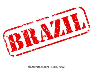 BRAZIL text red stamp on white background