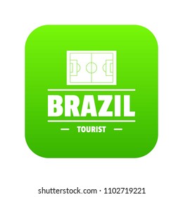 Brazil tourist icon green vector isolated on white background