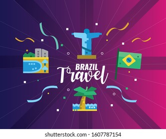 Brazil travel concept. Flat design vector illustration