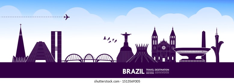 Brazil travel destination grand vector illustration.