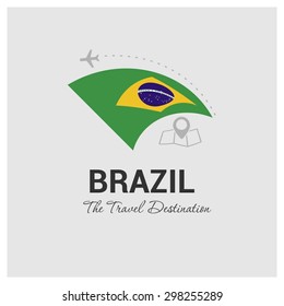 Brazil The Travel Destination logo - Vector travel company logo design - Country Flag Travel and Tourism concept t shirt graphics - vector illustration
