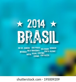 Brazil Travel label on blurry background - Vector design. 