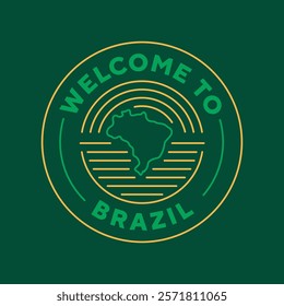 Brazil travel logo. Welcome to Brazil. Neon style, editable stroke. 