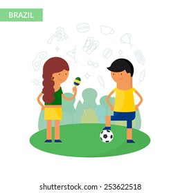 Brazil travel vector illustration, flat style