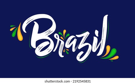 Brazil typographic design Brazilian flag colors vector illustration