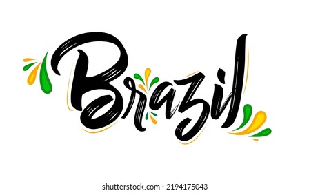 Brazil typographic design Brazilian flag colors vector illustration