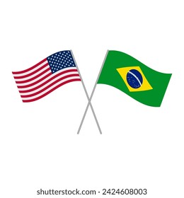 Brazil and USA flag. Brasil flag with american flag