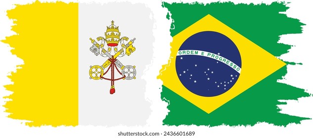 Brazil and Vatican grunge flags connection, vector