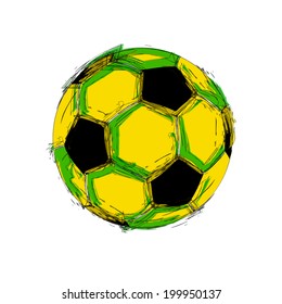 Brazil vector black grunge soccer ball on white  easy all editable