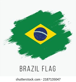 Bandera vectorial de Brasil. Bandera de Brasil para el Día de la Independencia. Agarra la bandera de Brasil. Bandera de Brasil con textura gruesa. Plantilla de vectores.