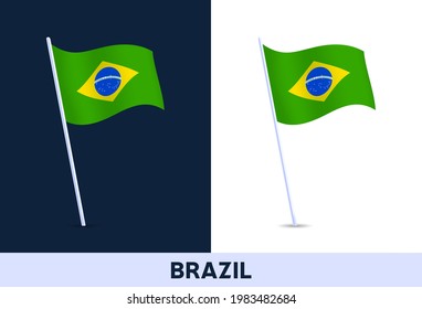  brazil vector flag. Waving national flag of Italy isolated on white and dark background. Official colors and proportion of flag. Vector illustration.