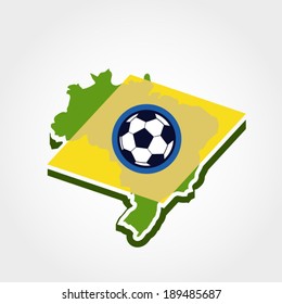 Brazil vector illustration, map with soccer ball