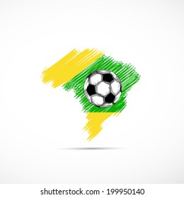 Brazil vector illustration map with soccer ball  easy all editable