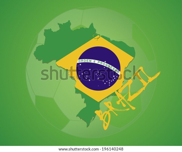 Brazil Vector Illustration Map Soccer Ball Stock Vector Royalty Free Shutterstock