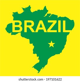 Brazil vector, map on yellow