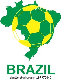 Brazil vector, map and yellow ball