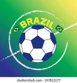 Brazil  Vector: A Watercolor Styled Football Field with A Football