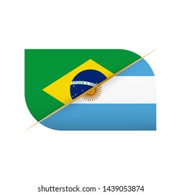 Brazil versus Argentina, two vector flags icon for sport competition.