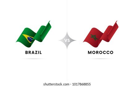Brazil versus Morocco. Football. Vector illustration.