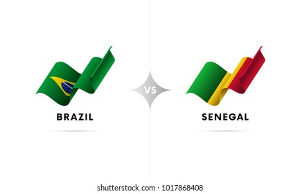 Brazil versus Senegal. Football. Vector illustration.