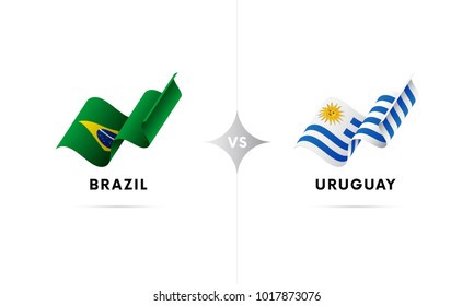 Brazil versus Uruguay. Football. Vector illustration.