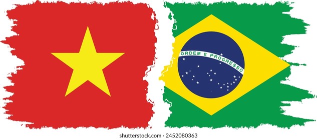 Brazil and Vietnam grunge flags connection, vector