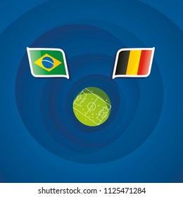 Brazil vs Belgium flags abstract soccer stadium background