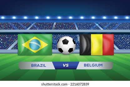 Brazil vs belgium soccer stadium vector design template
