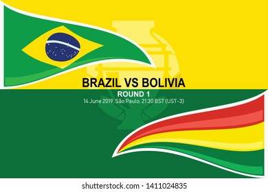 Brazil vs Bolivia, 14 june 2014, Vector illustration