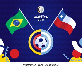 Brazil vs Chile match vector illustration Football copa america 2021 championship 