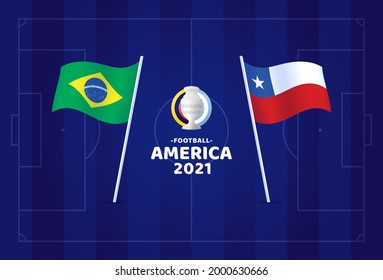 Brazil vs Chile match vector illustration Football copa america 2021 championship 