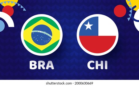 Brazil vs Chile match vector illustration Football copa america 2021 championship 