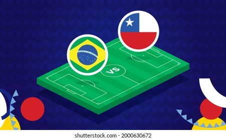 Brazil vs Chile match vector illustration Football copa america 2021 championship 