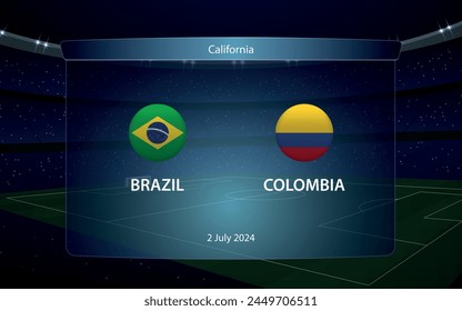 Brasil vs Colombia. Torneo de fútbol americano 2024, marcador de fútbol transmitido Plantilla gráfica