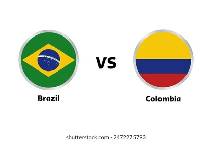 Brazil vs Colombia match , isolated on white background