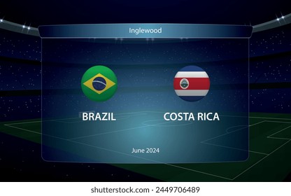 Brasil vs Costa Rica. Torneo de fútbol americano 2024, marcador de fútbol transmitido Plantilla gráfica