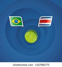 Brazil vs Costa Rica flags abstract soccer stadium background