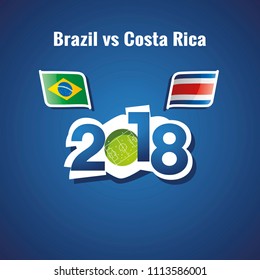 Brazil vs Costa Rica flags soccer blue background