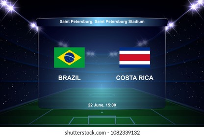 Plantilla de baloncesto de fútbol de Brasil vs Costa Rica