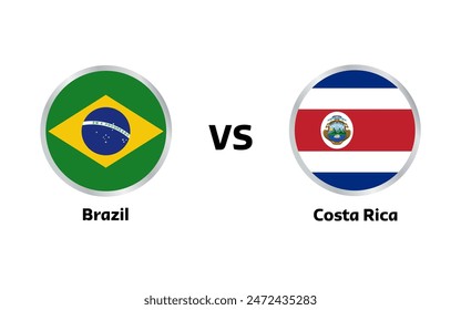 Brazil vs Costa Rica match , isolated on white background