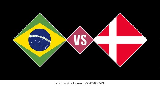 El concepto de bandera de Brasil vs Dinamarca. Ilustración vectorial.