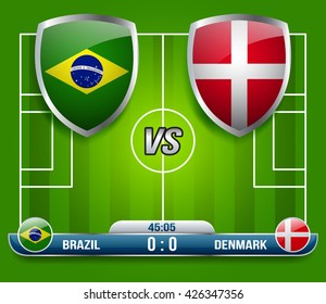 Brazil vs Denmark Soccer Match : Vector Illustration