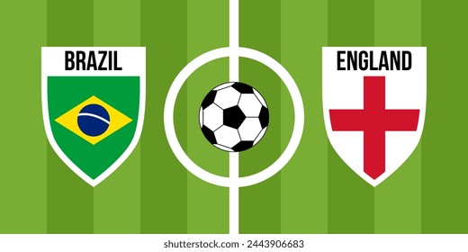 brazil vs england, teams shield shaped national flags