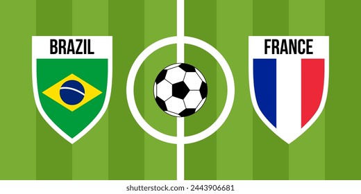 brazil vs france, teams shield shaped national flags