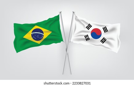 Brazil vs Korea Republic, world Football 2022, World Football Competition championship match country flags. vector illustration EPS.